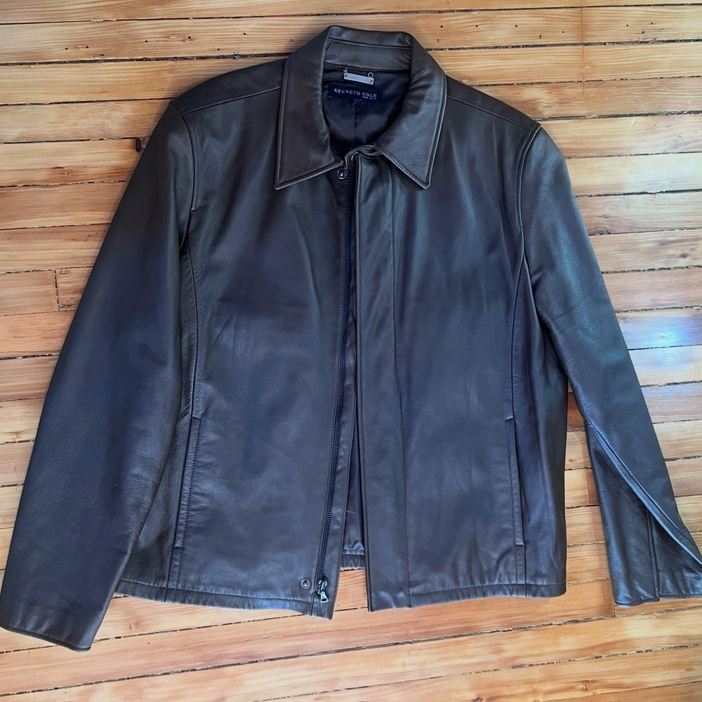 Kenneth Cole New York Brown Leather Bomber